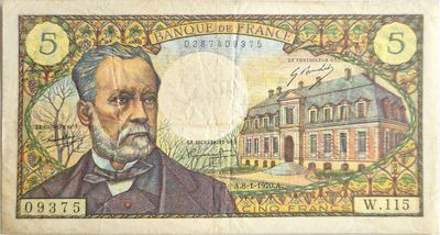 5 francs Pasteur 8/1/1970 , dernière date, TTB