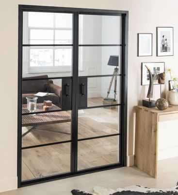 Bloc-porte Chloé noir, H.204 x l.146 cm, poussant gauche