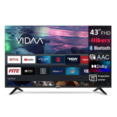 a black smart tv sitting on top of a white surface