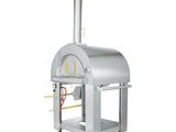 a close up of an outdoor pizza oven on a white background