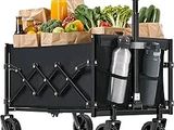 a black wagon filled with lots of food and drinks
