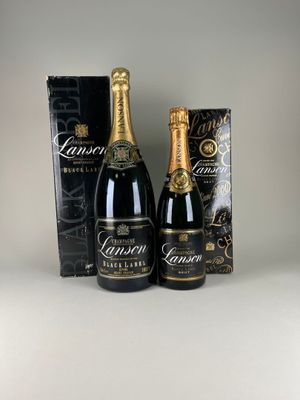 deux bouteilles de champagne posées l'une à côté de l'autre