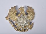 an image of a gold colored brooch with two birds on it