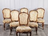lot de six chaises de salle à manger de style français avec assises rembourrées