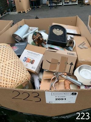 a cardboard box full of items that are in the street