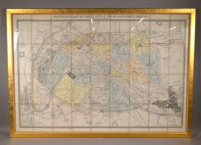 PARIS - Carte "Nouveau plan de Paris divisé en 20 arrondisse…