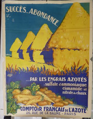 affiche française représentant un agriculteur devant un champ de pommes de terre