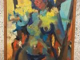 une image d'un tableau représentant une femme en robe bleue