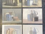 four different pictures of different vases and containers on a table