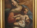 a painting of a woman holding a child in her arms