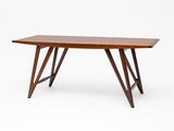 a wooden table with two legs and a wooden top
