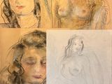 four drawings of a woman ' s face, a woman ' s head, and a woman ' s face