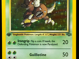un gros plan d'une carte Pokémon représentant une chèvre