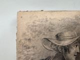 a drawing of a man in a cowboy hat