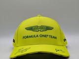 a yellow formula one team cap with a logo on the front