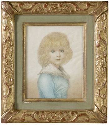 une image représentant un tableau d'une jeune fille en robe bleue