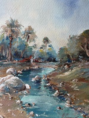 Ecole française de la fin du XIXe siècle, vue d'oasis, - Photo 1