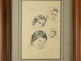 an image of a drawing of a woman ' s face in a frame