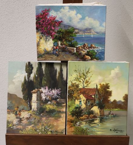 B FRANCO (20ème) : lot de deux huiles sur toile et une huile sur ...