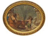 an image of a painting of a woman and a child in a wooded setting