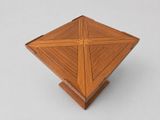 an image of a small wooden table with a square top