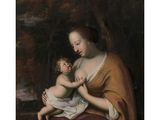 a painting of a woman holding a baby in her arms