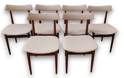 lot de six chaises de salle à manger avec assise rembourrée en tissu beige