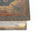 a small wooden box with a picture of a cat on it
