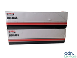 two boxes of side bags sitting on top of each other