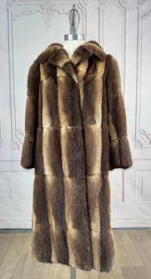 a close up of a fur coat on a mannequin stand