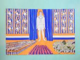 a picture of a painting of a woman standing in a room