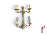 paire d'appliques murales antiques en laiton avec bougeoirs