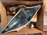 a cardboard box with a picture of a bird inside of it