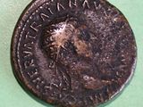 an old coin with a man ' s head on it on a green surface