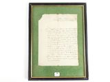 an old document with a green background and a black frame