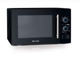 a black microwave oven sitting on top of a white counter