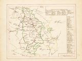 une vieille carte d'un pays avec une ligne verte au milieu