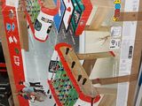 a cardboard box with a toy train on top of it