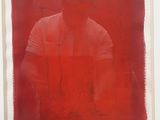 une image représentant un tableau rouge sur lequel figure un homme en chemise blanche