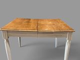 an image of a wooden table with two legs and a wooden top
