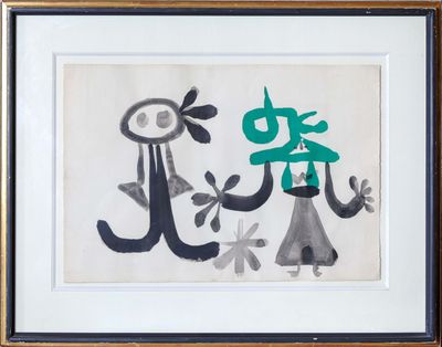 tableau encadré représentant un homme et une femme tenant une fleur