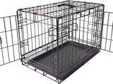 une image représentant une cage pour chien dont une porte est ouverte et une autre porte est ouverte