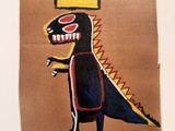 drawing of a dinosaur with a crown on its head