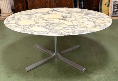 Dans le goût de Florence KNOLL, table de milieu à plateau ov… - Photo 1