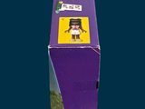 a purple box that has a bunch of stickers on it