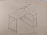 a drawing of a desk with a computer on top of it