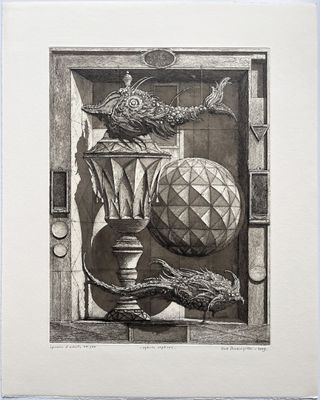 dessin représentant un poisson, un vase et d'autres objets