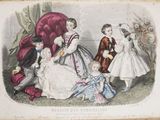 an old picture of a family of three with a baby