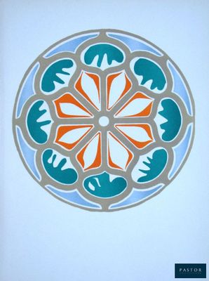 une photo représentant un motif circulaire sur un mur blanc