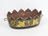 bol décoratif en laiton et bleu, orné de feuilles d'or